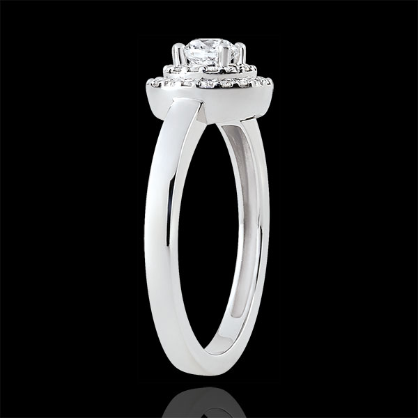 Bague de Fiançailles Destinée - Double halo - diamant 0.25 carat - or blanc 18 carats