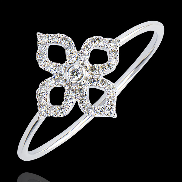 Bague Fraicheur - Lys - or blanc 9 carats et diamants