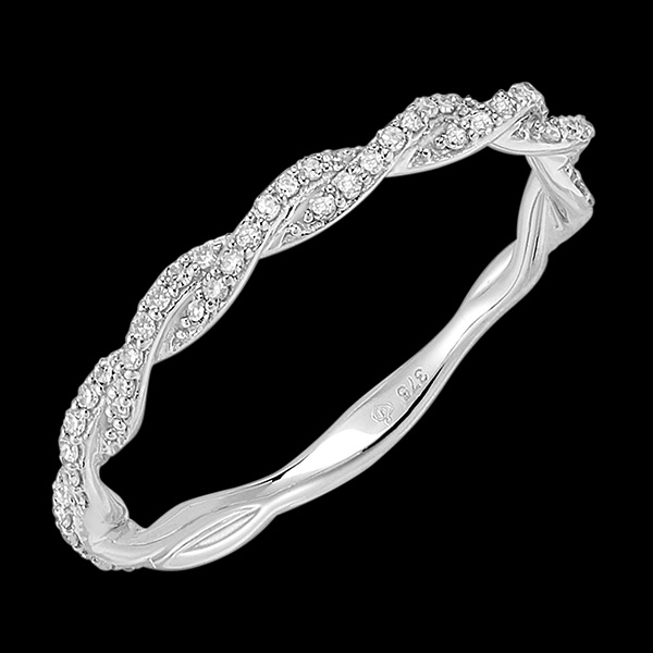 Bague Fraîcheur - Olympe diamantée- or blanc 9 carats et diamants