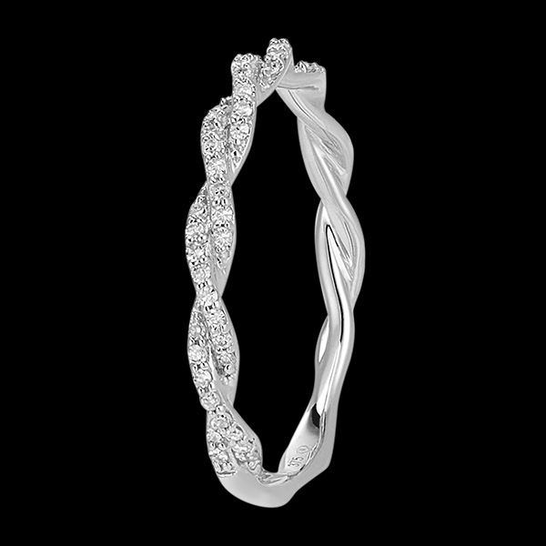 Bague Fraîcheur - Olympe diamantée- or blanc 9 carats et diamants