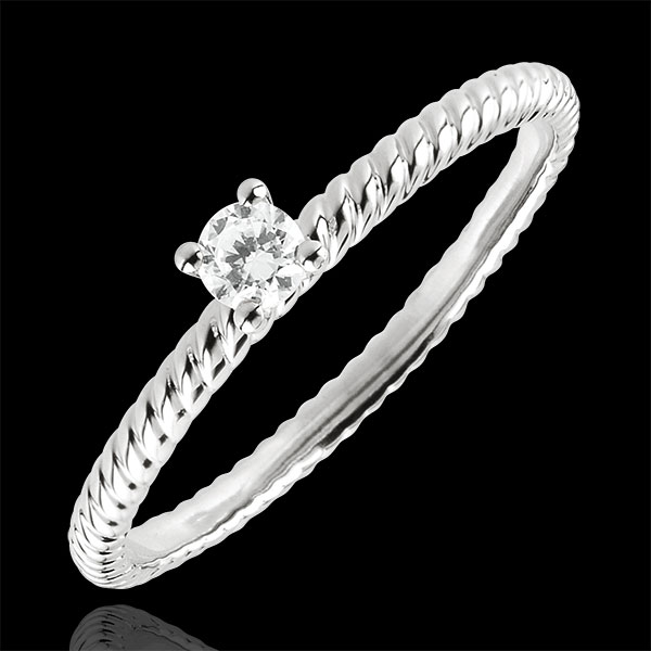 Bague Solitaire Corde d'or - or blanc 9 carats