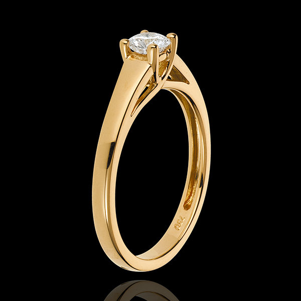 Bague solitaire Diadème or jaune 18 carats - diamant 0.34 carat