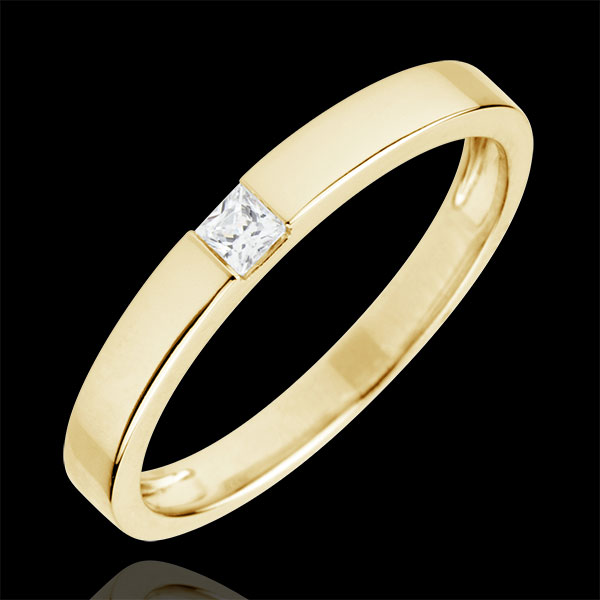 Bague Solitaire Epure - diamant Princesse 0.08 carats - or jaune 18 carats