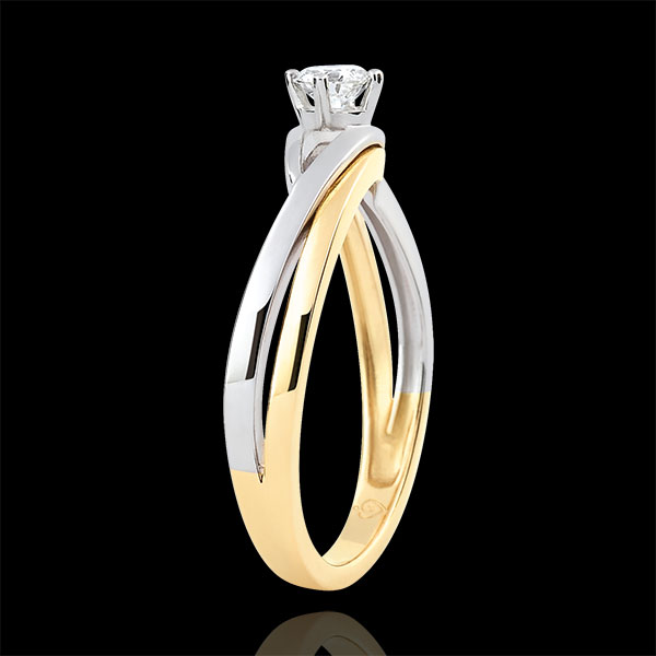 Bague solitaire Nid Précieux - Dova - diamant 0.15 carat - or blanc et or jaune 9 carats