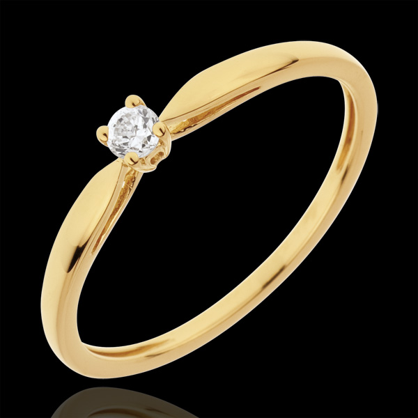 Bague Solitaire Roseau - diamant 0.07 carat - or jaune 18 carats