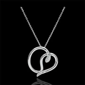 Collier Balade Imaginaire - Serpent d'amour - or blanc 9 carats diamants