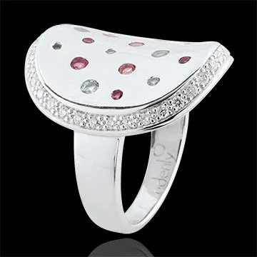 Bague Forme Mystérieuse - Argent, diamants et pierres fines