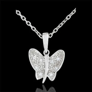 Pendentif Balade Imaginaire - Papillon Musicien - or blanc 9 carats