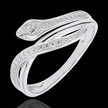 Bague Balade Imaginaire - Serpent Envoutant - or blanc 18 carats et diamants