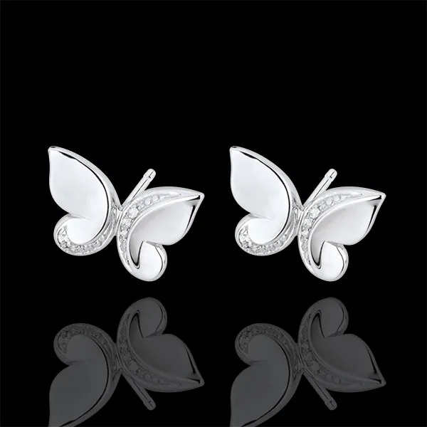 Boucles d'oreilles Balade Imaginaire - Papillon Cascade - or blanc 18 carats et diamants