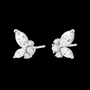 Boucles d'oreilles Papillon de minuit - or blanc 18 carats et diamants synthétiques