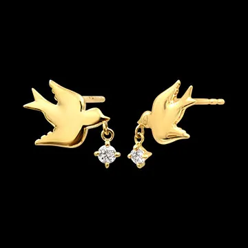 Boucles d’oreilles Hiria – Or jaune 9 carats et diamants synthétiques