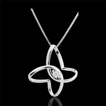 Collier Balade Imaginaire - Papillon Ruban - or blanc 9 carats