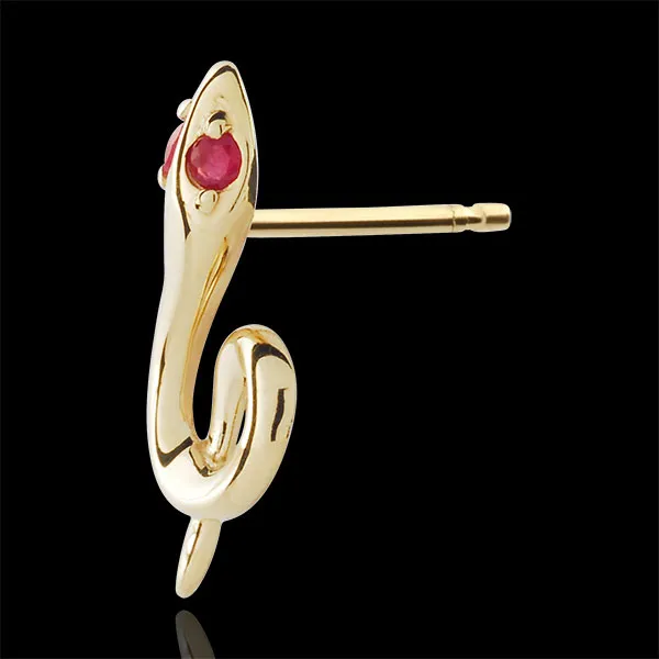 Earrings Imaginary Walk - Mini Serpent - ruby 