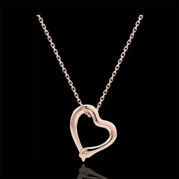 Collier Balade Imaginaire - Serpent d'amour - variation petit modèle - or rose 9 carats diamant