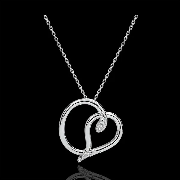 Collier Balade Imaginaire - Serpent d'amour - or blanc 9 carats diamants