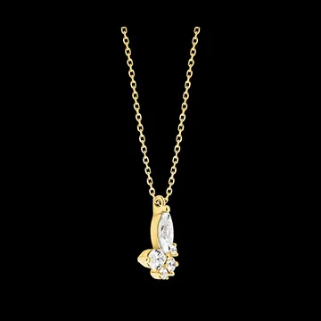 Midnight Butterfly Necklace - 9 carat yellow gold with synthetic diamonds