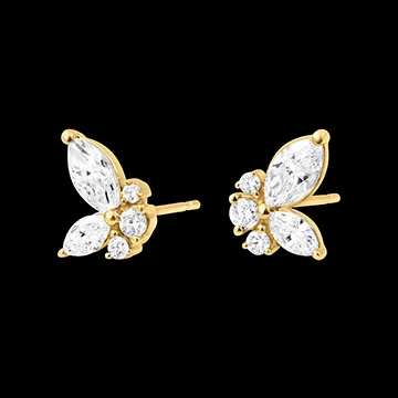 Midnight Butterfly Earrings - 9 carat yellow gold with synthetic diamonds