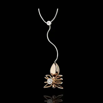 Necklace Imaginary Walk - Spider Queen - rose gold and diamonds