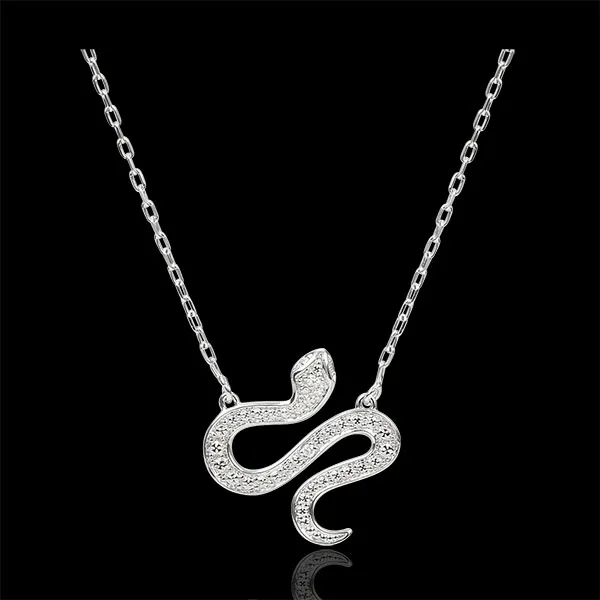 Necklace Imaginary Walk - Bewitching Snake - white gold and diamonds