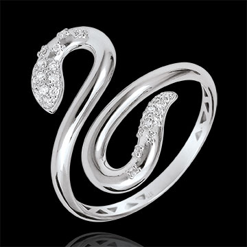 Ring Imaginary walk - Snakelike Love - white gold diamonds - 18 carats