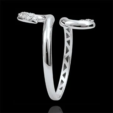 Ring Imaginary walk - Snakelike Love - white gold diamonds - 9 carats