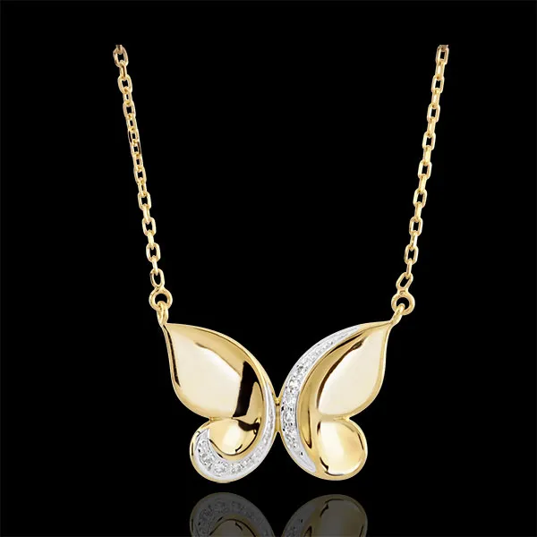 Imaginary Walk Necklace - Butterfly Cascade - Yellow Gold - 9 carats