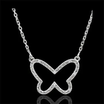 Necklace Imaginary Walk - Butterfly Cloud - white gold