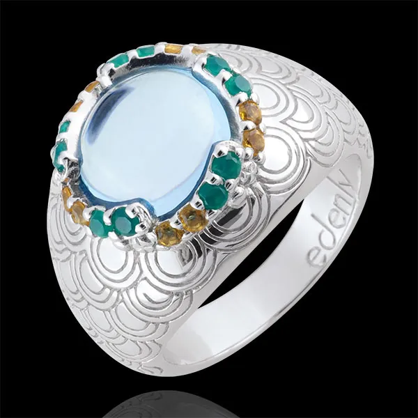 Nausitha Ring - Silver and fine stones