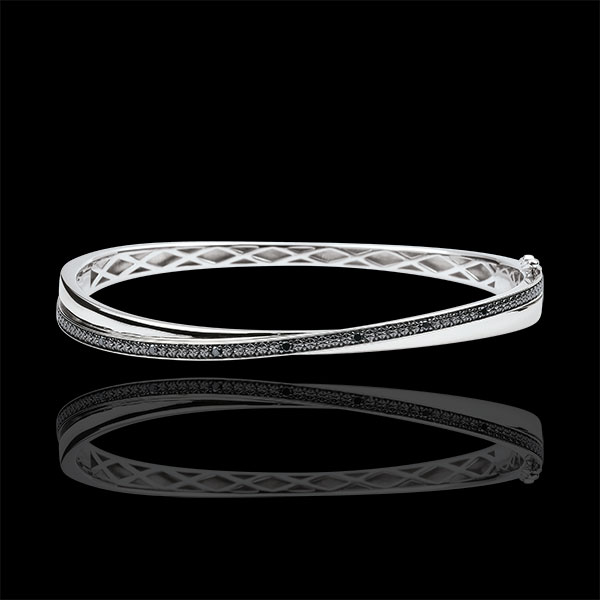 Bangel Bracelet Saturn Duo - white gold - black diamonds - 9 carats