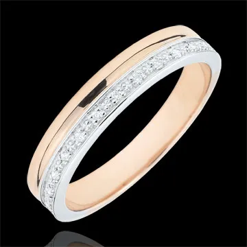 Trouwring Elegantie witgoud en roségoud - 9 karaat goud