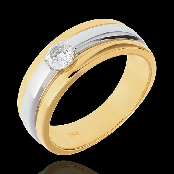 Solitaire Eclipse - 18 karaat geelgoud en witgoud - 0.27 karaat diamant