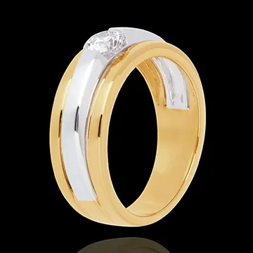 Solitaire Eclipse - 18 karaat geelgoud en witgoud - 0.42 karaat diamant