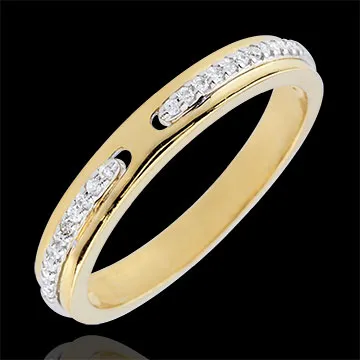 Trouwring Belofte - 18 karaat twee goudkleuren 18 karaat witgoud en 18 karaat geelgoud met Diamanten - klein model