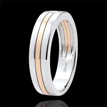 Trouwring Diamanten Ster - Klein model - witgoud en roségoud - 9 karaat goud