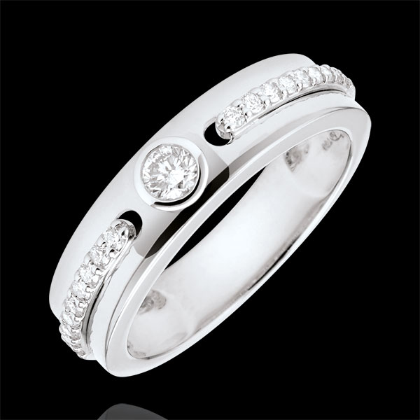 Ring Solitaire Belofte - 9 karaat witgoud met Diamanten