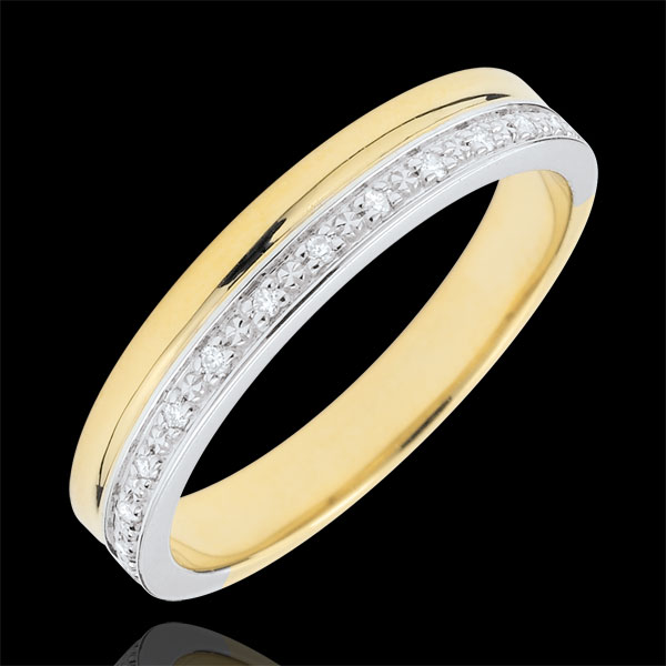 Trouwring Elegantie - 9 karaat witgoud en geelgoud
