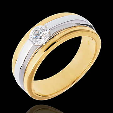 Solitaire Eclipse - 18 karaat geelgoud en witgoud - 0.42 karaat diamant