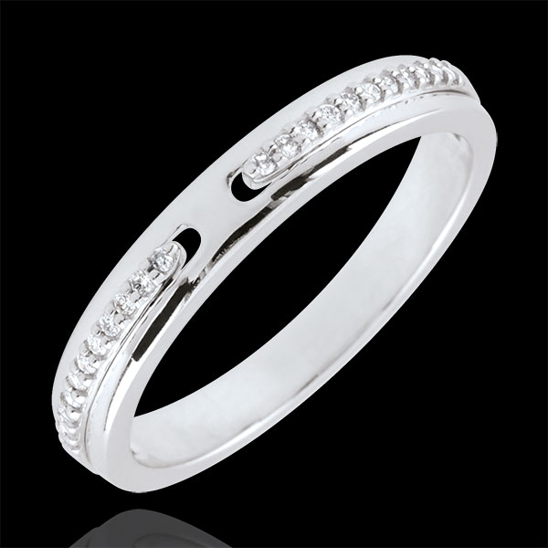 Trouwring Belofte - 9 karaat witgoud met Diamanten - klein model