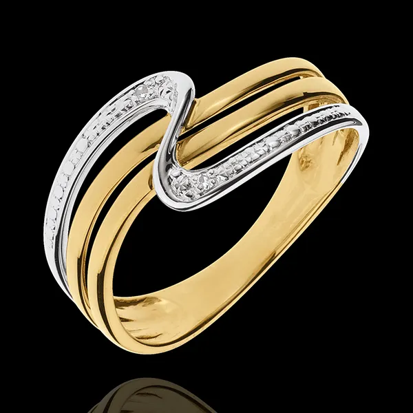 Ring Stilte - 18 karaat witgoud en geelgoud