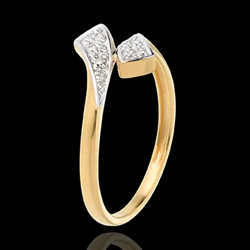 Ring pavézettinge band - 18 karaat geelgoud - 10 Diamanten