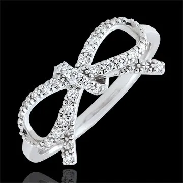 Ring Fijne Knoop Wit Diamant - zilver en Diamanten