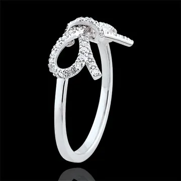 Ring Fijne Knoop Wit Diamant - zilver en Diamanten