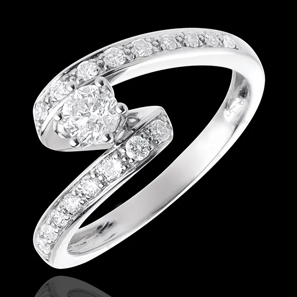 Verlovingsring Destiny - Solitaire - Nefertiti - 18 karaat witgoud - 0,27 karaat Diamant