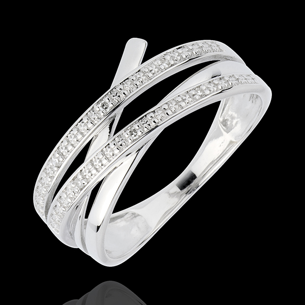Ring Draaikolk - 18 karaat witgoud - 6 Diamanten