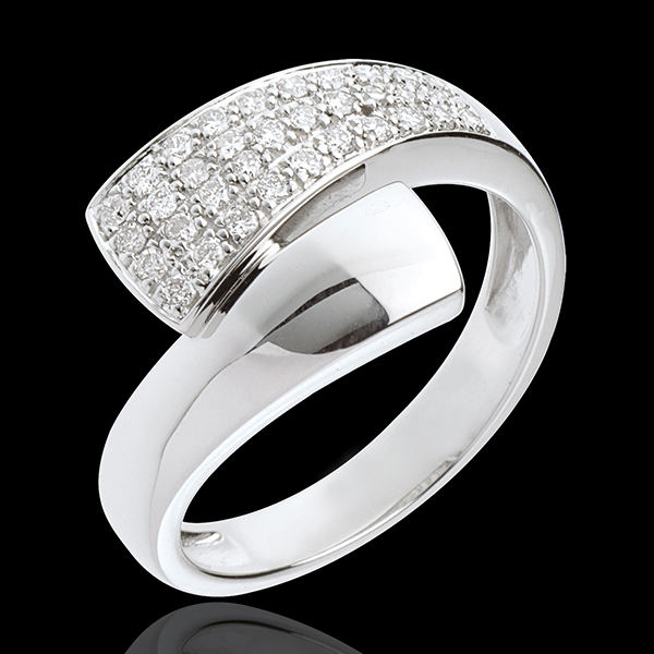 Ring Tropisch pavézetting - 18 karaat witgoud - 0.26 karaat - 34 Diamanten
