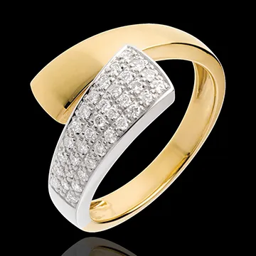 Ring Tropisch pavézetting - 18 karaat geelgoud - 0.26 karaat - 34 Diamanten