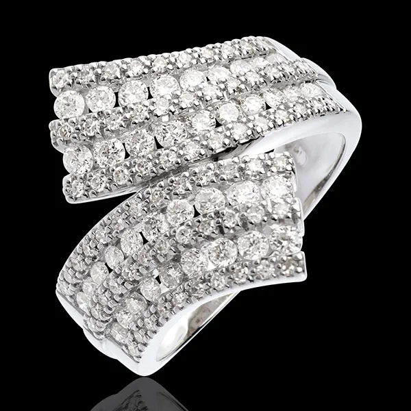 Ring Betovering - Sjaal bezet - 1.1 karaat - 108 Diamanten - 18 karaat witgoud