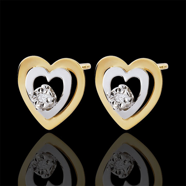 Bi-colour Gold Boudoir Heart Earrings