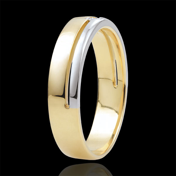 Bi-colour Gold Diamond Olympia Wedding Band - Medium Model - 18 carats